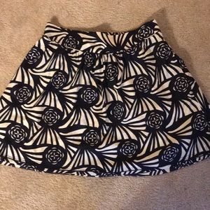 Anthropologie navy and white floral full skirt